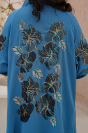 Crystal Teal Sequence Embroidery 3 Piece kimono Set