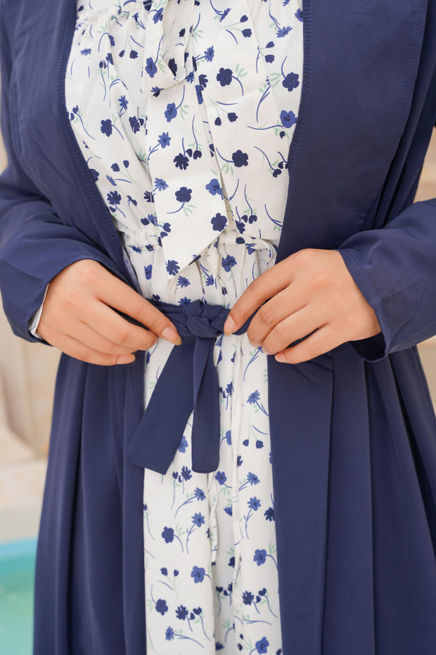 Oxford Blue 3 Piece kimono Set with Palazzo