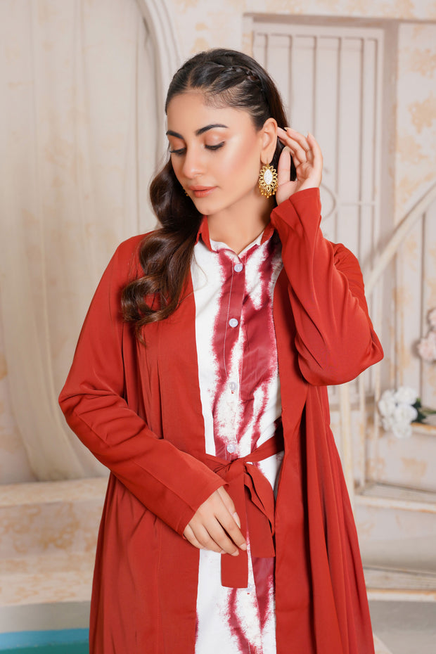 Autumn Red 3 Piece kimono Set with Palazzo