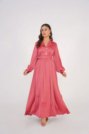 Cherry Pink Silk Long Dress