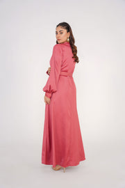 Cherry Pink Silk Long Dress