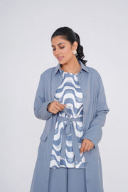 Shark Gray 3 Piece kimono Set with Palazzo