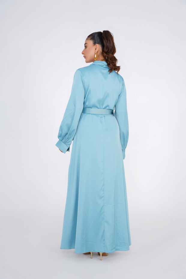 Torquoise Silk Long Dress