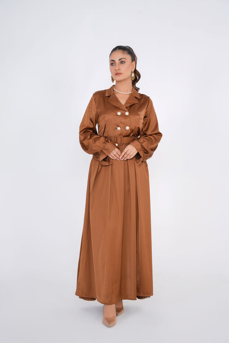 Golden Brown Silk Long dress