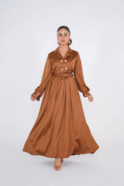 Golden Brown Silk Long dress