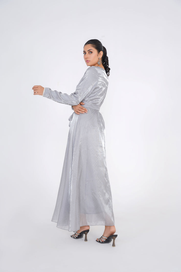 Pearl Silver Gray Long Dress