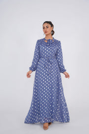 Cool Blue Chiffon Long Dress