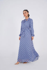 Cool Blue Chiffon Long Dress