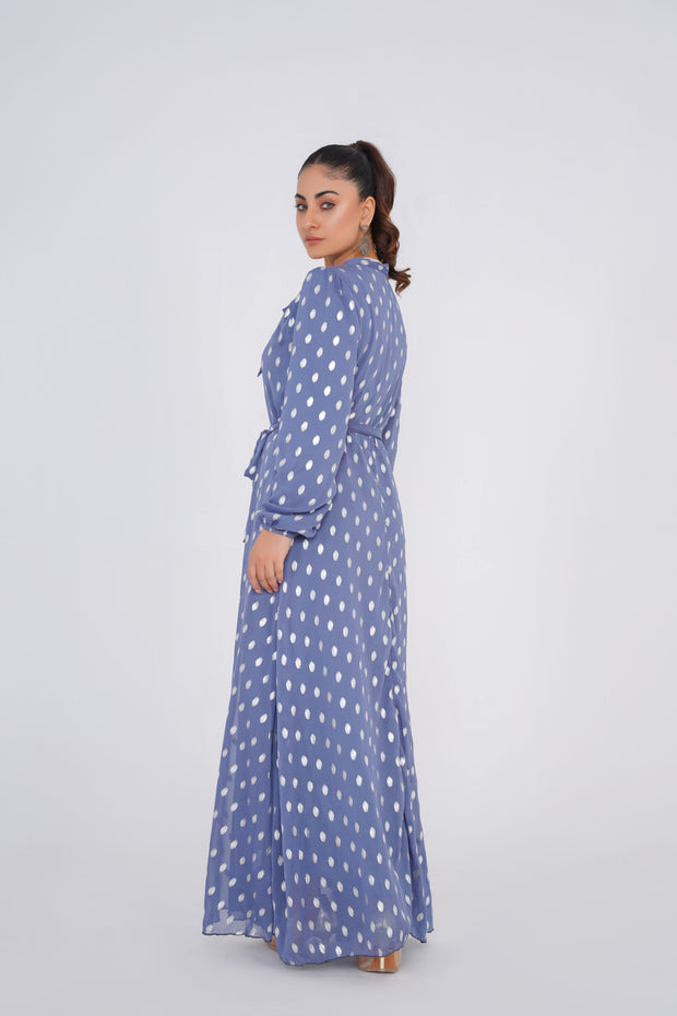 Cool Blue Chiffon Long Dress