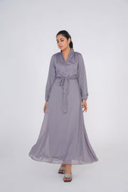 Shark Grey Chiffon Long Dress with light shimmer