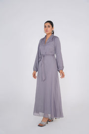 Shark Grey Chiffon Long Dress with light shimmer