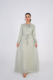 Tea Green Chiffon Long Dress