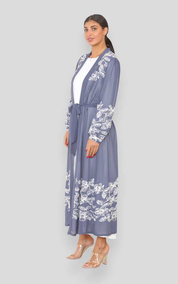 Joyce Grey Embroidered Kimono