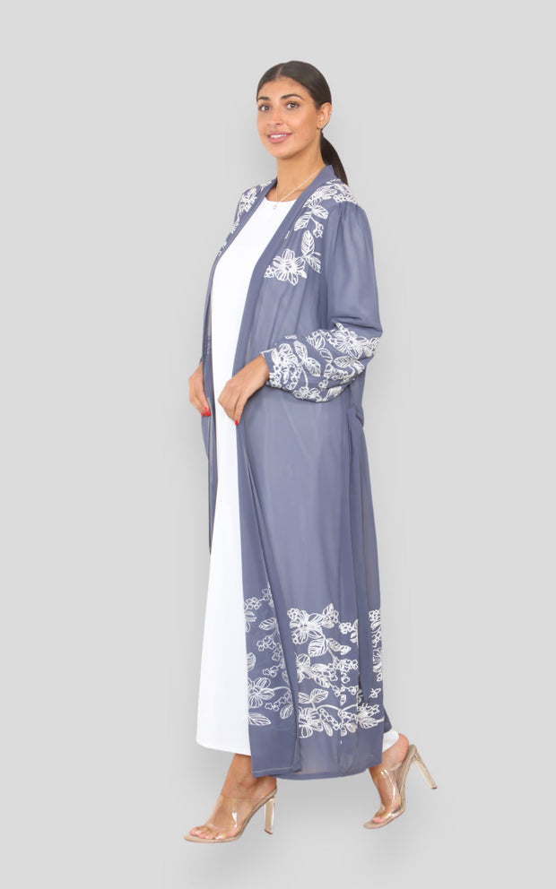 Joyce Grey Embroidered Kimono