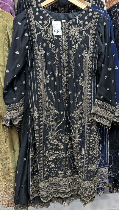 Chiffon Gharara Suit Black