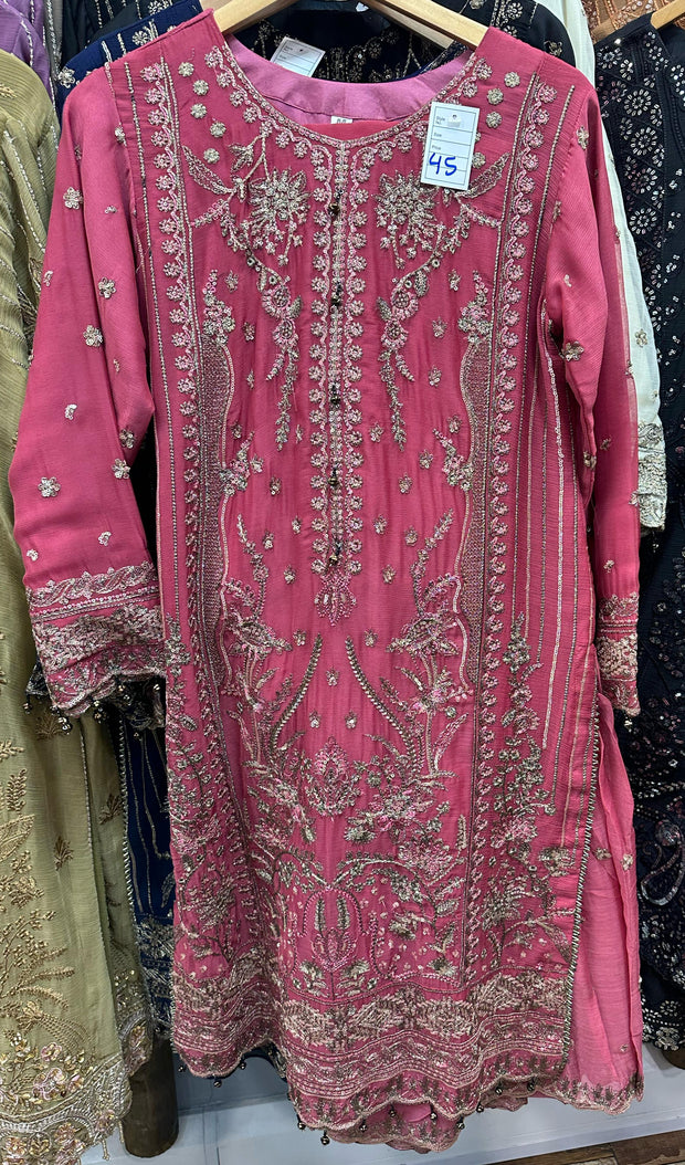 Chiffon Gharara Suit Pink