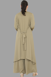 Khaki Open Front Kimono with wide leg trousers